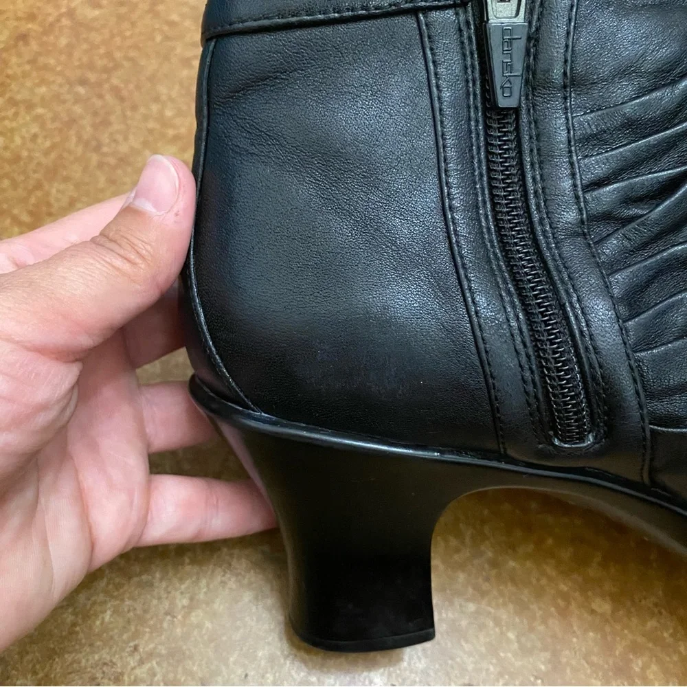 Dansko Heeled Boots Black Runched Buffy Zip Ankle Size EU41 US10 - Picture 14 of 15